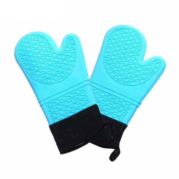 2 Pieces Blue Silicone Grill Gloves